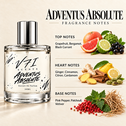 ADVENTUS ABSOLUTE 50 ml top, heart and base fragrance notes