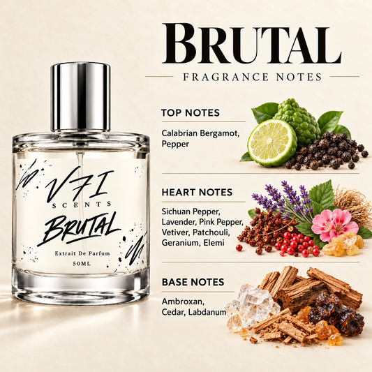 BRUTAL 50 ml top, heart and base fragrance notes