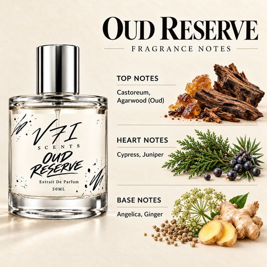 OUD RESERVE 50 ml top, heart and base fragrance notes